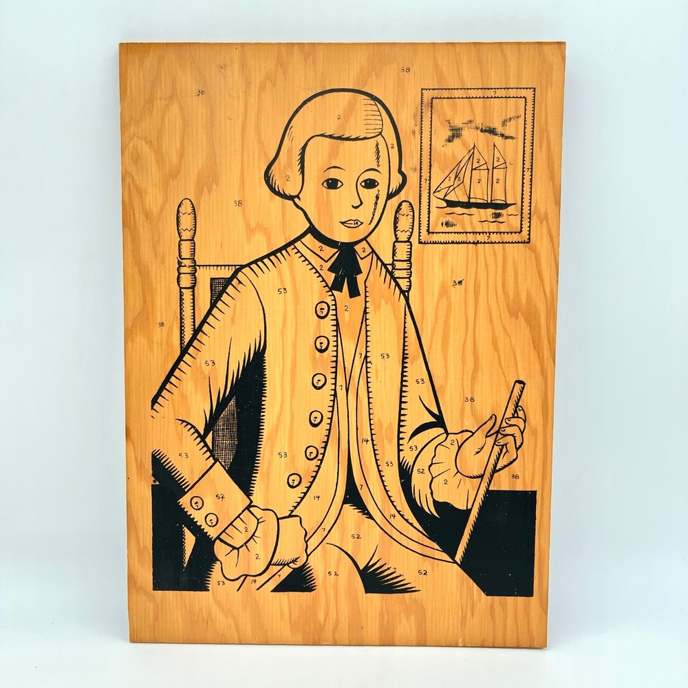 Vintage Avalon 4301 Young Gentleman Early American Paint by‎ Number Wood Panel